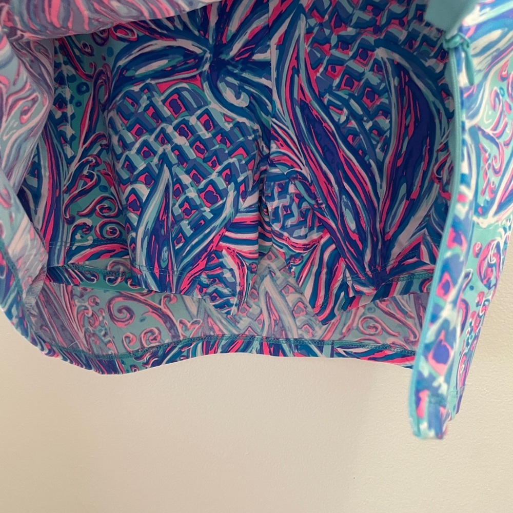 Lulu B, Aqua Floral-Print Mini Skirt with Pink & Blue Accents. Sz Small - Picture 7 of 7